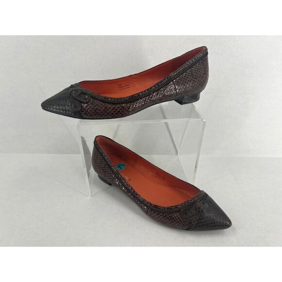 Via Spiga Dottie Brown Snakeskin Flats 7.5 - Picture 1 of 6